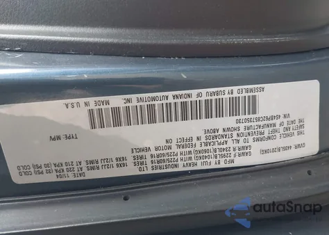 2005 Subaru Outback 2.5I Limited z USA, uszkodzony, nr VIN 4S4BP62C857350730